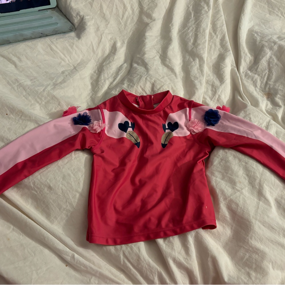 Andy & Evan flamingo rash guard